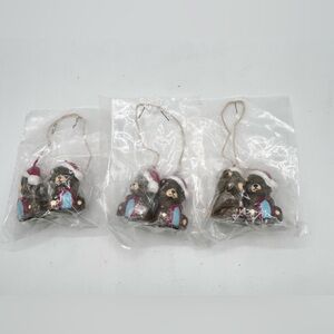 Vintage Christmas Figures Holiday Mini Candles Santa Bear 2.5" Lot of 3